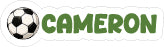 A soccer ball icon in black and white next to the word 'CAMERON' in bold green letters on a white background.