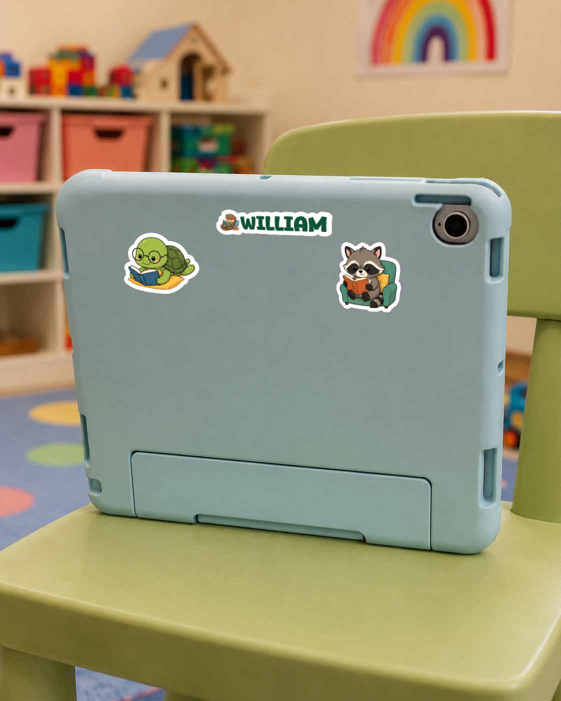 Personalized Reading Animal Name Labels for Kids, Waterproof School Stickers, Book Lover Sticker Sheet & Optional Iron-On Clothing Labels