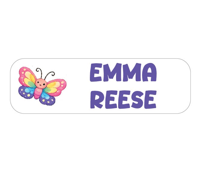 Personalized Rainbow Butterfly Name Labels for Kids, Waterproof School Stickers, Cute Butterfly Sticker Set, Water Bottle & Lunch Box Labels